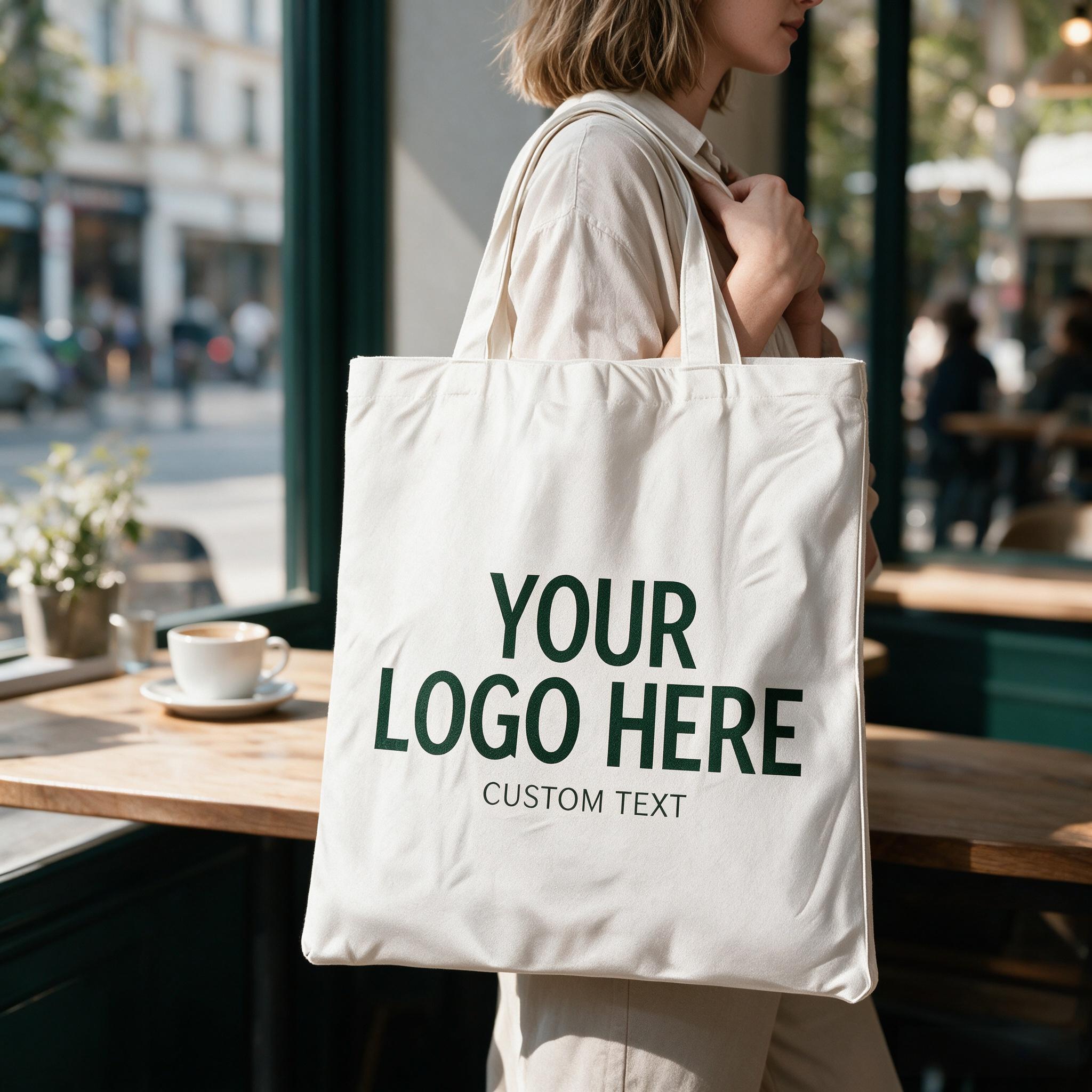 TEMU 1pc Self- Pattern Photo Canvas Tote Bag 35*40cm, Daily Commuter Style - Customizable With Corporate Logos, Portrait Illustrations, And Text;