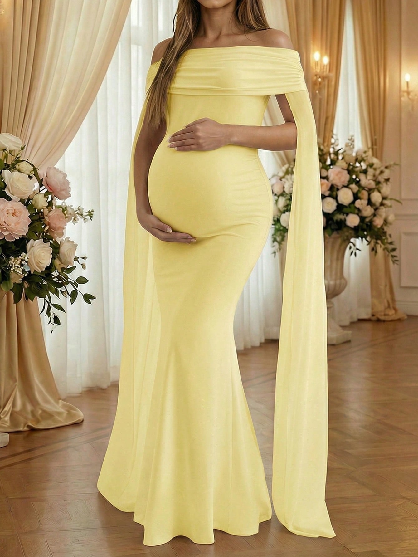 yellow maternity dress for baby shower Mustard Gown Photo Shoot and Showers -Sunflower Maternity XL In our dresses Monroe Maxi Dress in Butter