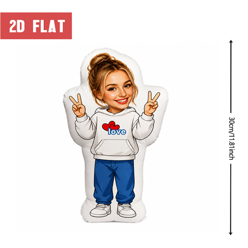 TEMU Custom Personalized Photo Shaped Pillow, Smiling In White Hoodie & Blue Jeans Custom Face Decorative Cushion, Decor Accent For Sofa & Bedroom,