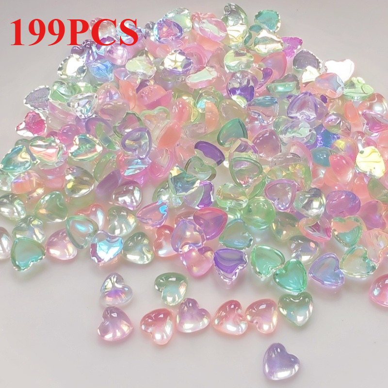 TEMU 99/199pcs 0.7cm/0.275in Shiny Transparent Love, Ab Color Acrylic Love Flat Nail Jewelry, Diy Handmade Materials.