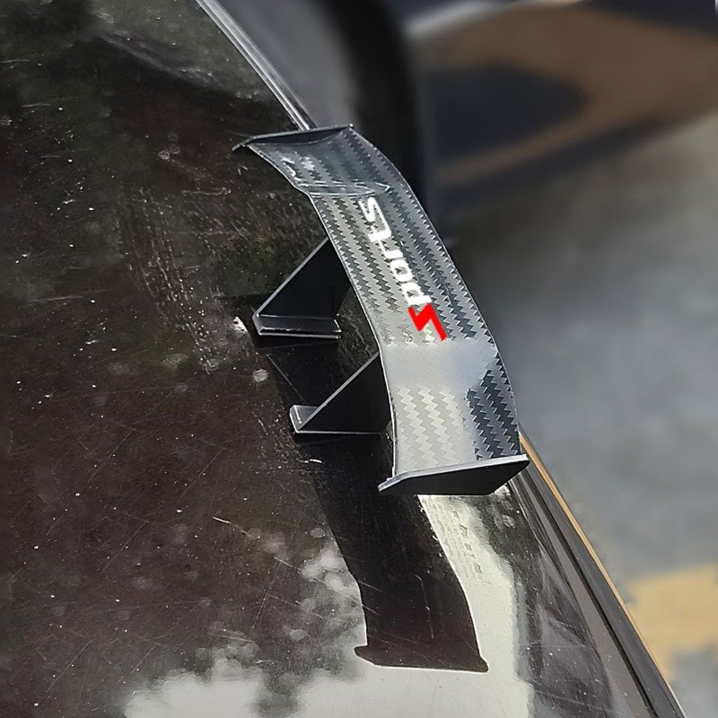 TEMU 1-pack Sports-themed Car Mini Rear Trim Sticker, Upgrade Your Car With Carbon Fiber Black Pattern Rear Decorative Strips!