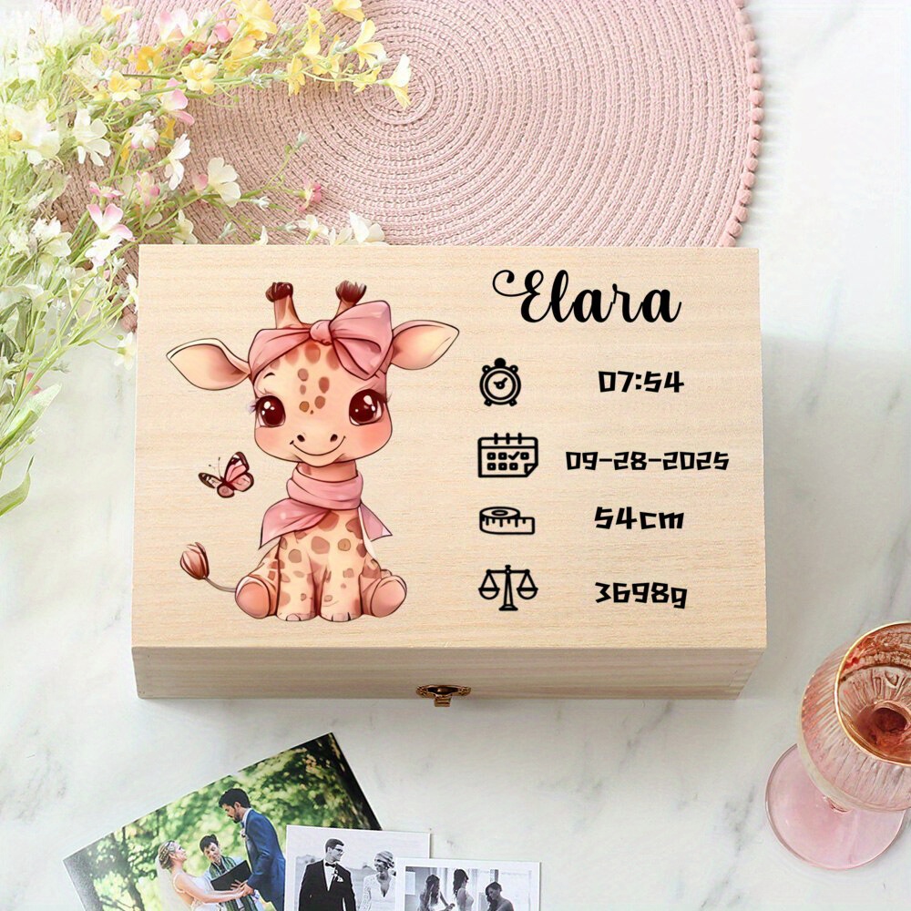 TEMU Personalized Name Forest Animal Pattern Teeth Fetal Hair Storage Box, Boy And Girl Baptism Gift, Birthday Gift Storage Box Memorial Box,