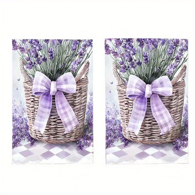 TEMU 2 Lavender Floral Decorative Kitchen Towels - Ultra Soft Microfiber, 40x 60cm, Machine Washable Purple Flowers And Pattern Home, Wedding,
