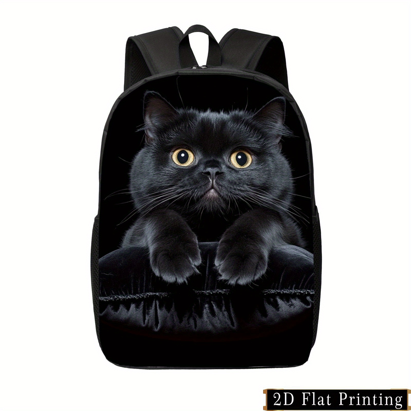 E-shop Stylischer Rucksack mit süßem Katzen-Gesicht – Leichter Laptop-Rucksack mit großem Fassungsvermögen, verstellbare Schultergurte & Reißverschluss