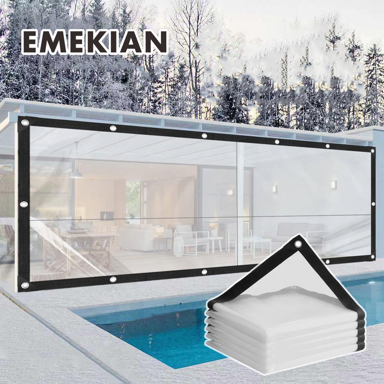 item picture   transparent tarpaulin with grommet edges tear resistant windproof and cold proof suitable for patios fences chicken coops gardens greenhouses transparent 1pc