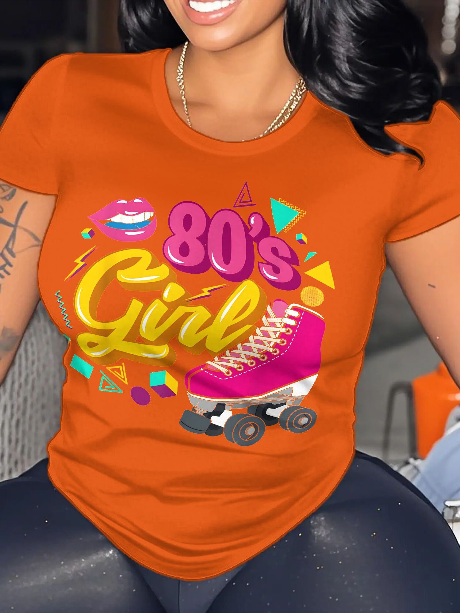 T-shirt Pour Femme Style Années 80 – T-shirt Graphique Avec Imprimé « I Love The 80's » | Haut Coloré Pour Les Fêtes à Thème Et Les Fans Rétro, Style_t01 Rose, S