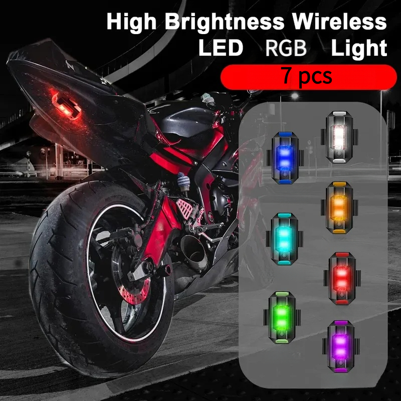 TEMU 14led-7pcs Set Car Rgb Light Drone Light Usb Led Bicycle Flying Mini Light, Portable Damage-free Installation, Valentine's Day, New Years Gift,