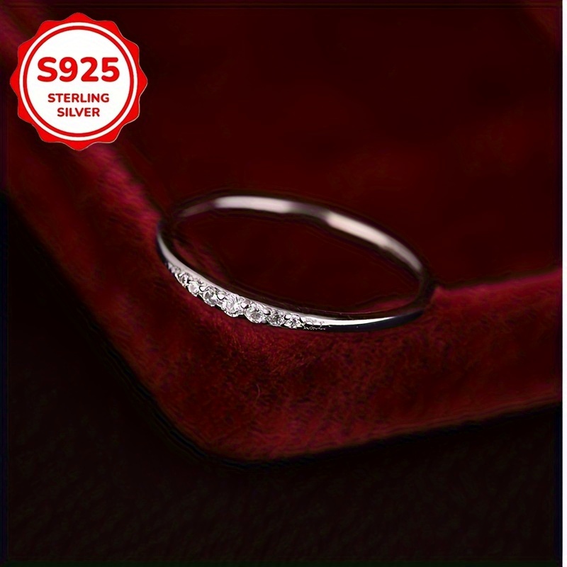 TEMU Bague géométrique circulaire en argent 925 facile et polyvalente, idéale comme bijou de fiançailles pour femmes, cadeau, usage , réunions,