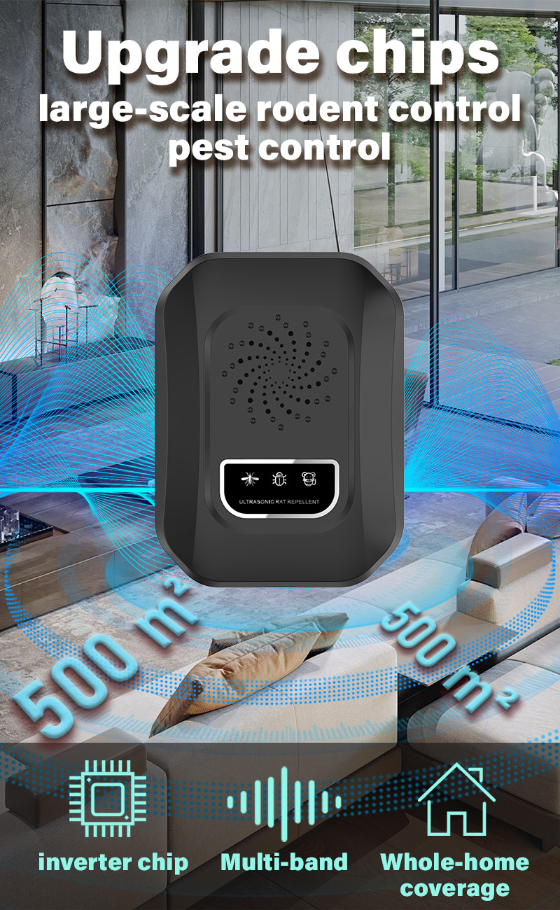 Repelente de Plagas Portátil con Tecnología de Ondas Sonoras, Ajuste Inteligente de Frecuencia y Funcionamiento Silencioso - Para Mascotas, Eliminador de Mosquitos, Moscas, Hormigas, Cucarachas - Uso en Casas, Autocaravanas - Dispositivo Compacto de Tecnología de Ondas Sonoras