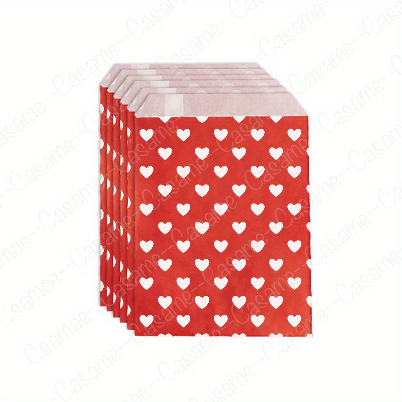 

25pcs Valentine's Day Gift Bags 13x18cm Red Heart Paper Bags – Small Favor Bags For Valentine's Party, Wedding, Birthday, Baby Shower Paper Bags For Candy, Cookies, Small Gifts – Romantic