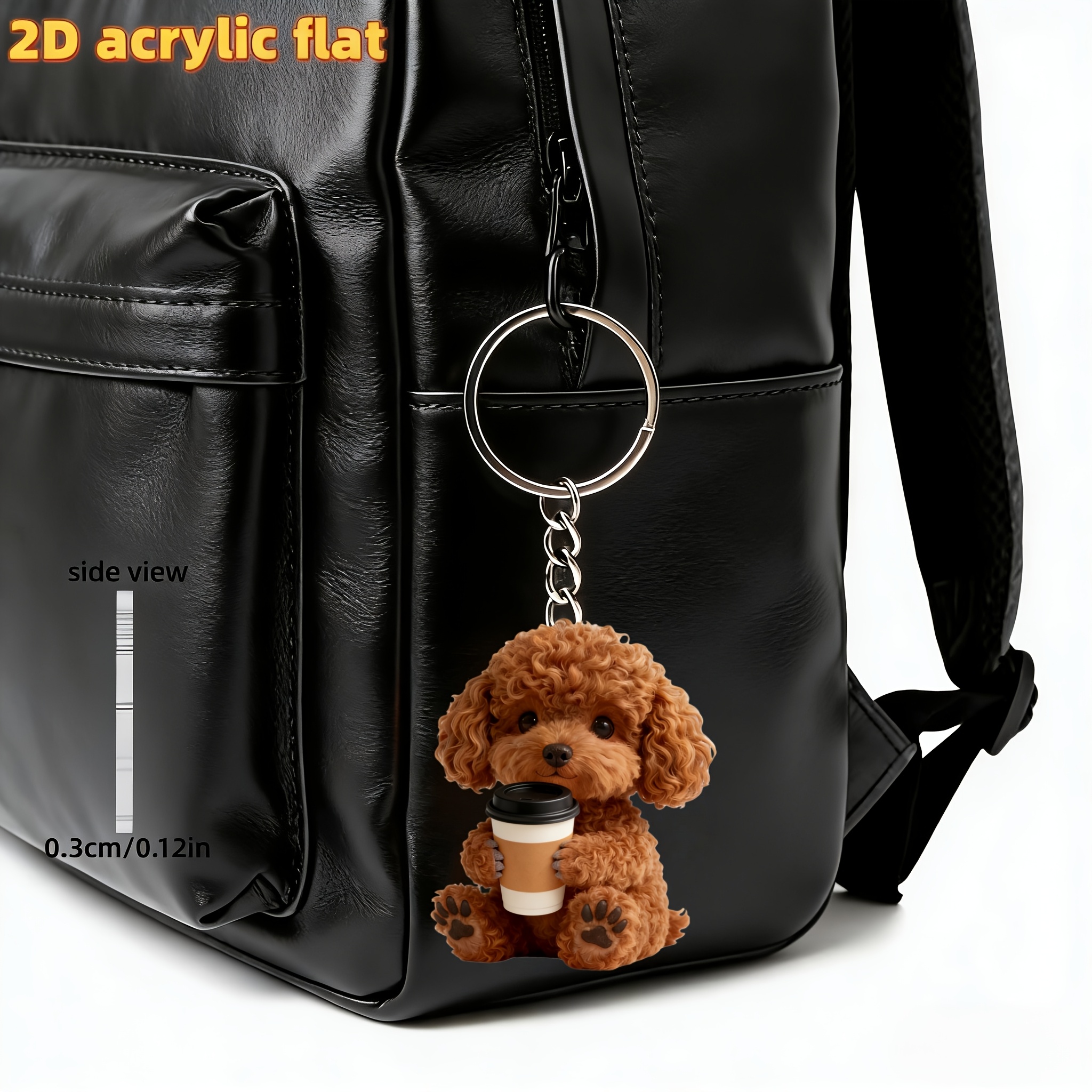 TEMU 2d Flat, 1pc Cute Holding Coffee Keychain- Fashion Accessory, Ideal Birthday Or Valentine's Day Gift For Women And Teens- Lightweight Acrylic