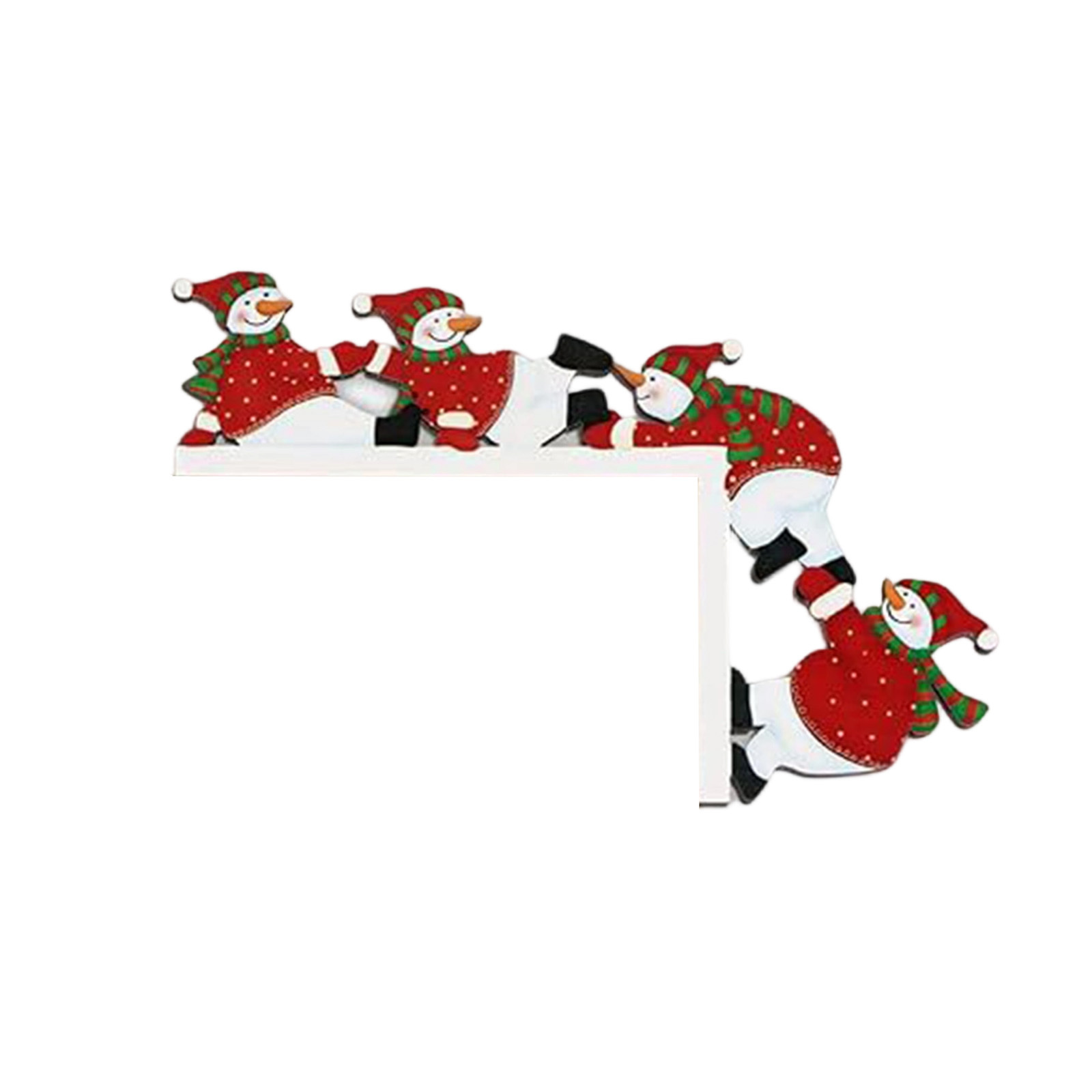 TEMU 1pc Cute Climbing Snowman Door Frame Decoration Climbing Design Artificial Snowman Ornament Classic Elegant Winter Style Suitable For Christmas