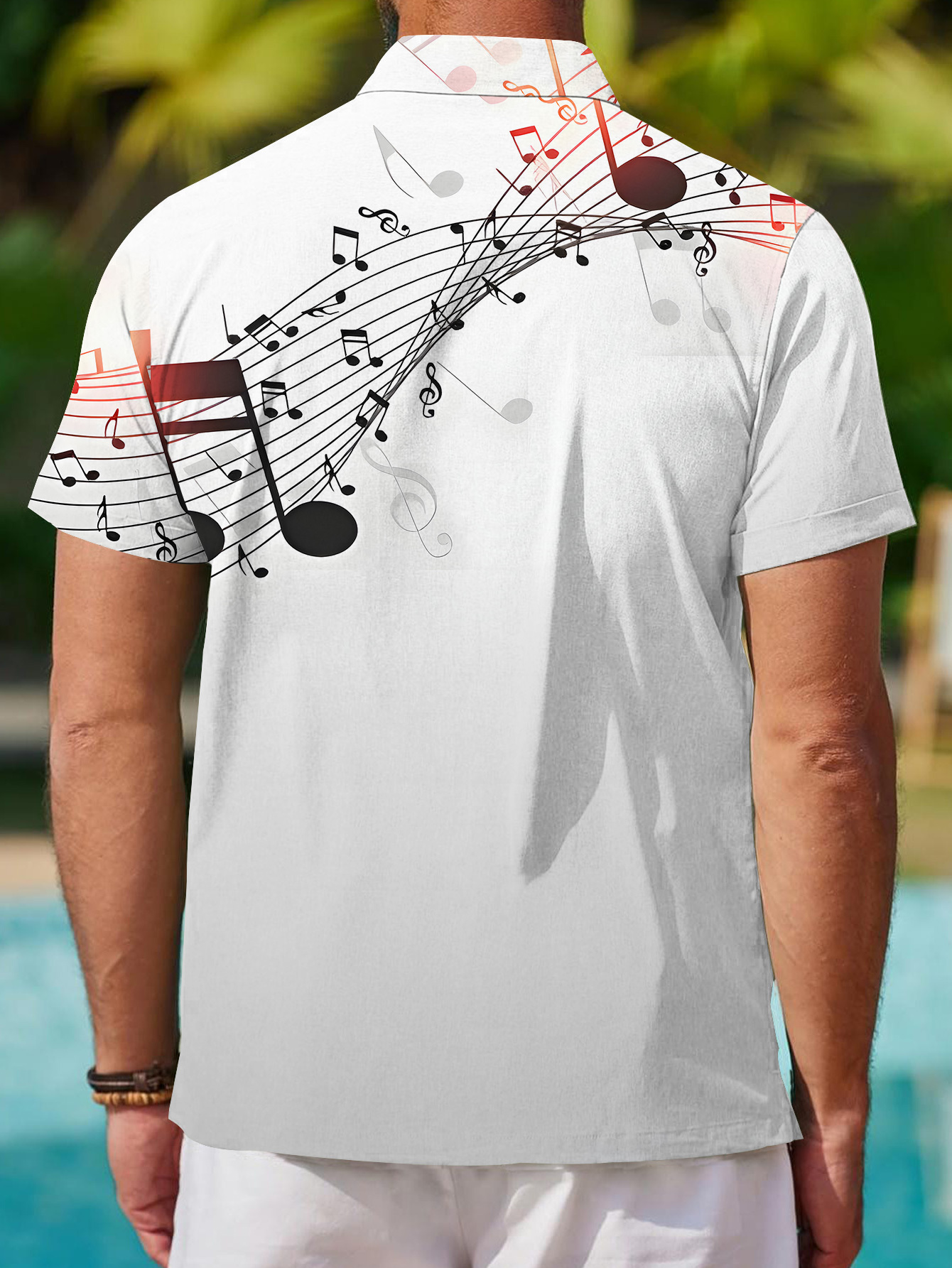 남성용 음표 셔츠 올오버 프린트 버튼업 블라우스 검정/흰색/빨간색 음악 기호 콘서트용 레귤러 핏 셔츠 캐주얼 - Temu  Republic of Korea, image size:800x1066