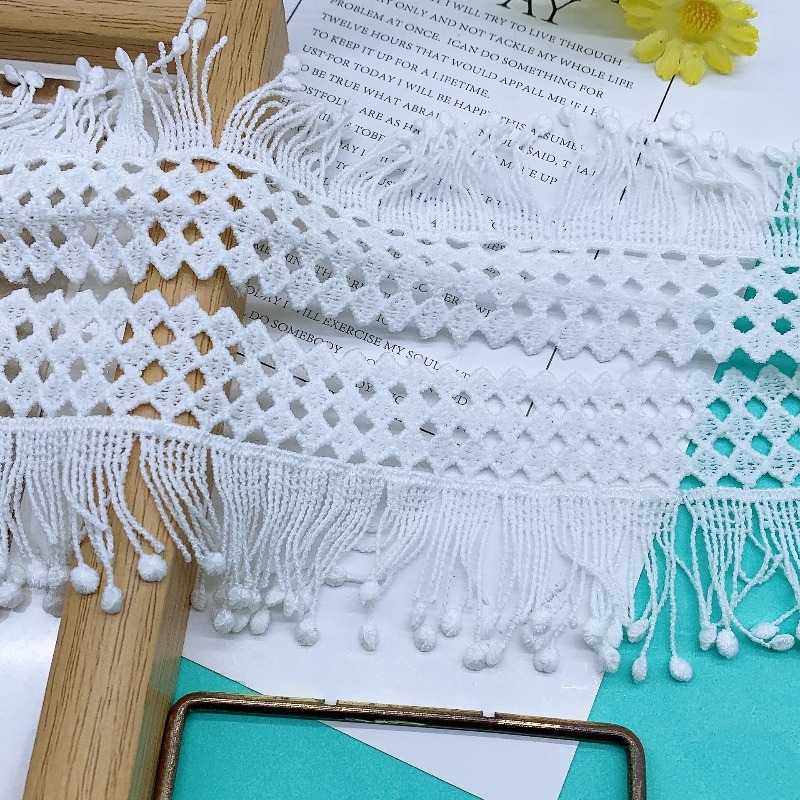TEMU 2 Iarde di Pizzo Largo 5,5 cm, Nuovo Pizzo in Poliestere per Tende, Tovaglie, Bordature per Cuscini, Accessori per Abiti da Sposa, Materiale per