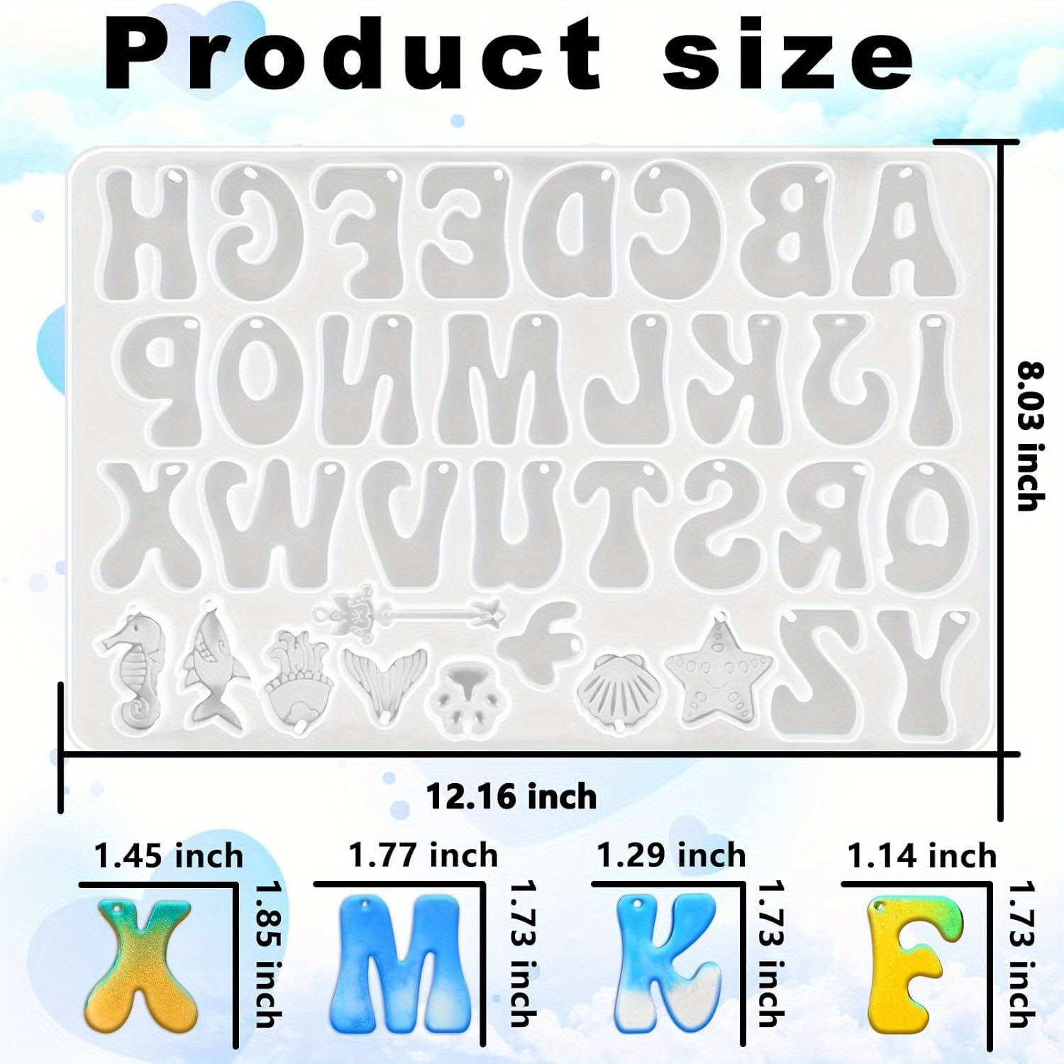 TEMU Alphabet Resin Molds With Hole | Reversed Silicone Molds For Epoxy Resin, Letter Molds For Keychain Jewelry Pendant Making, Kickmove