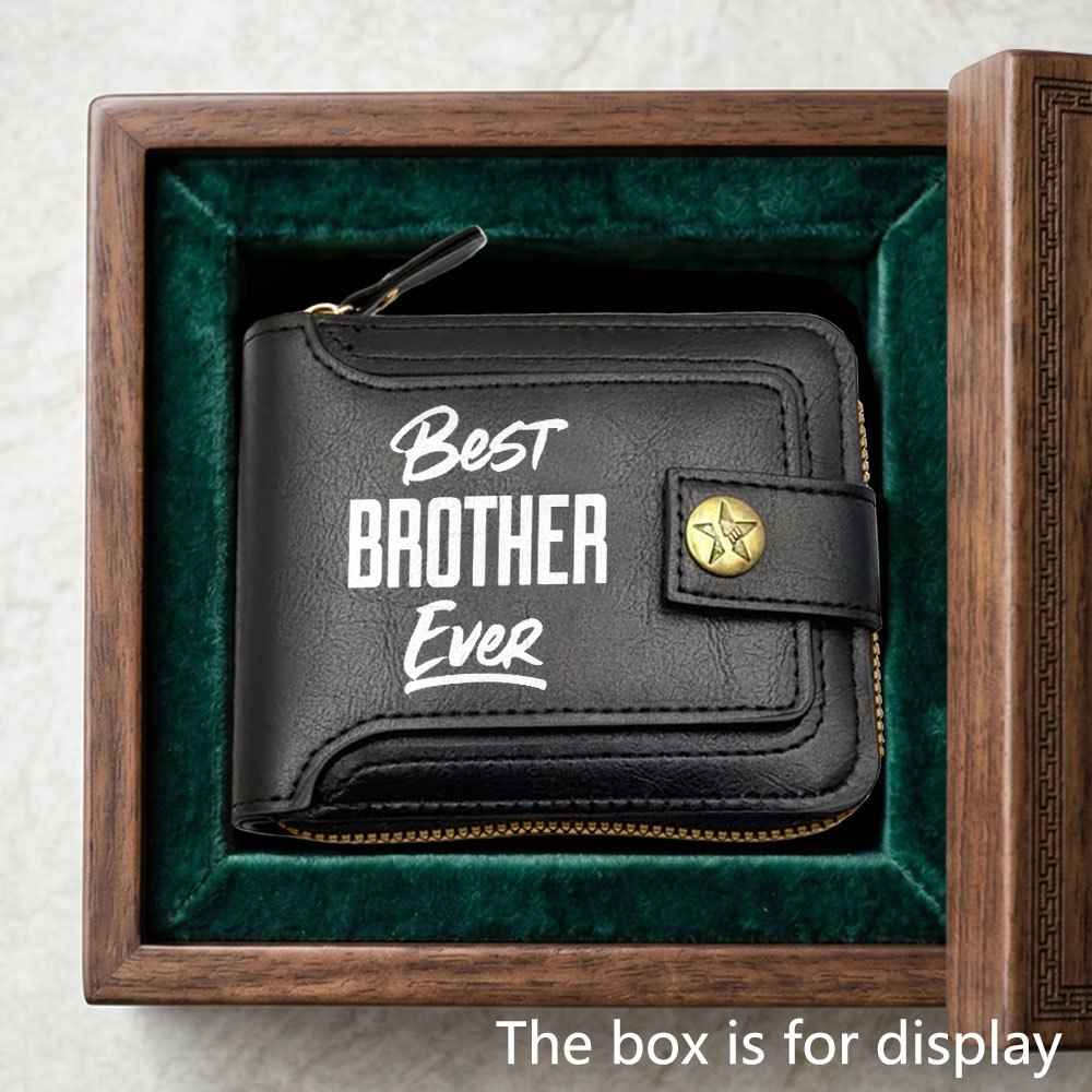 TEMU Men's Luxury "best Brother Ever" Business Wallet - Large Capacity Storage, Minimalist Style - For Father, Husband, Brother