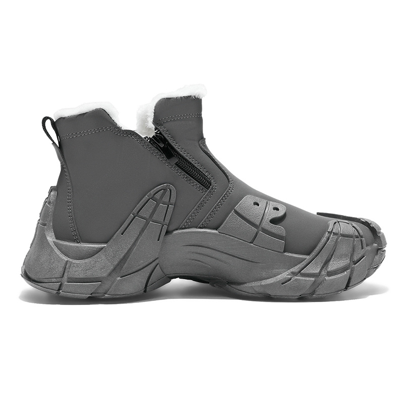Solid Color Trendy Men Snow Boots, Rugged Outdoor Functional Shoes