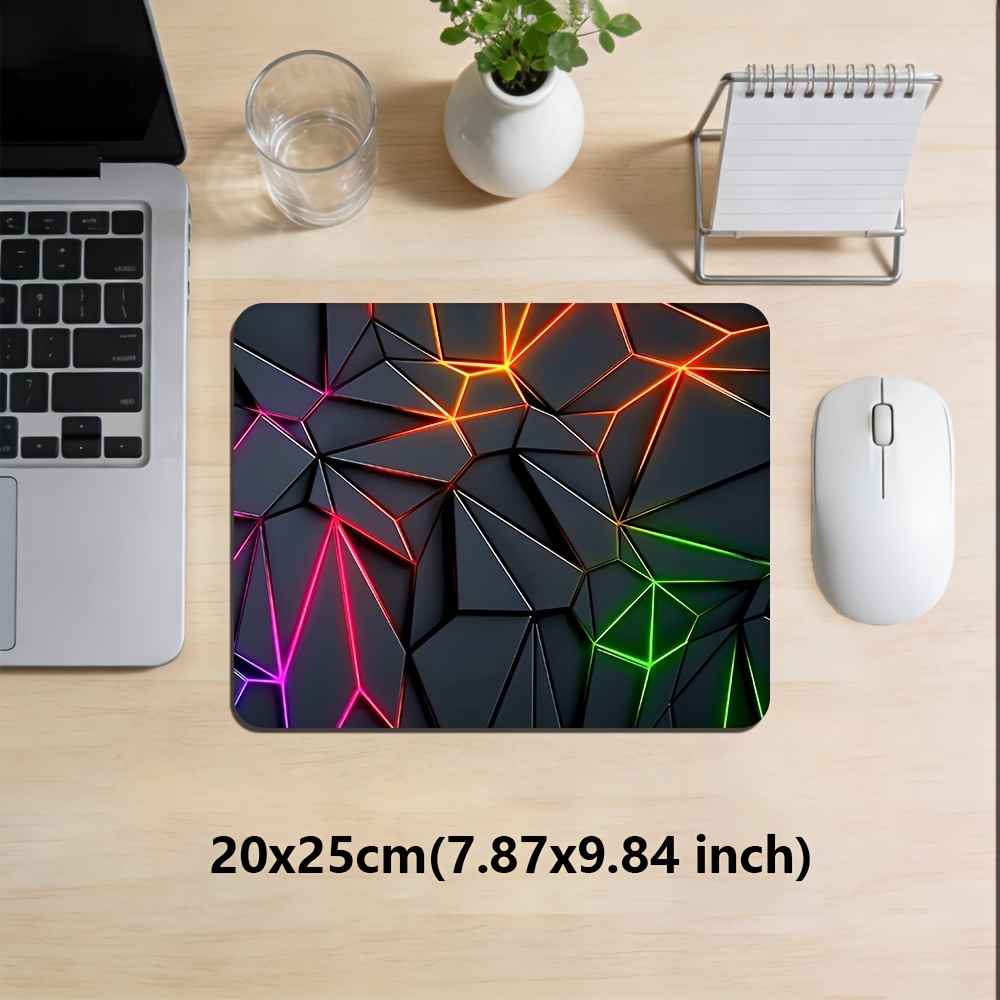 TEMU 1 tapis de souris avec motif géométrique | Fond noir, style cyberpunk, caoutchouc durable de 2 mm antidérapant, impression , petite taille,