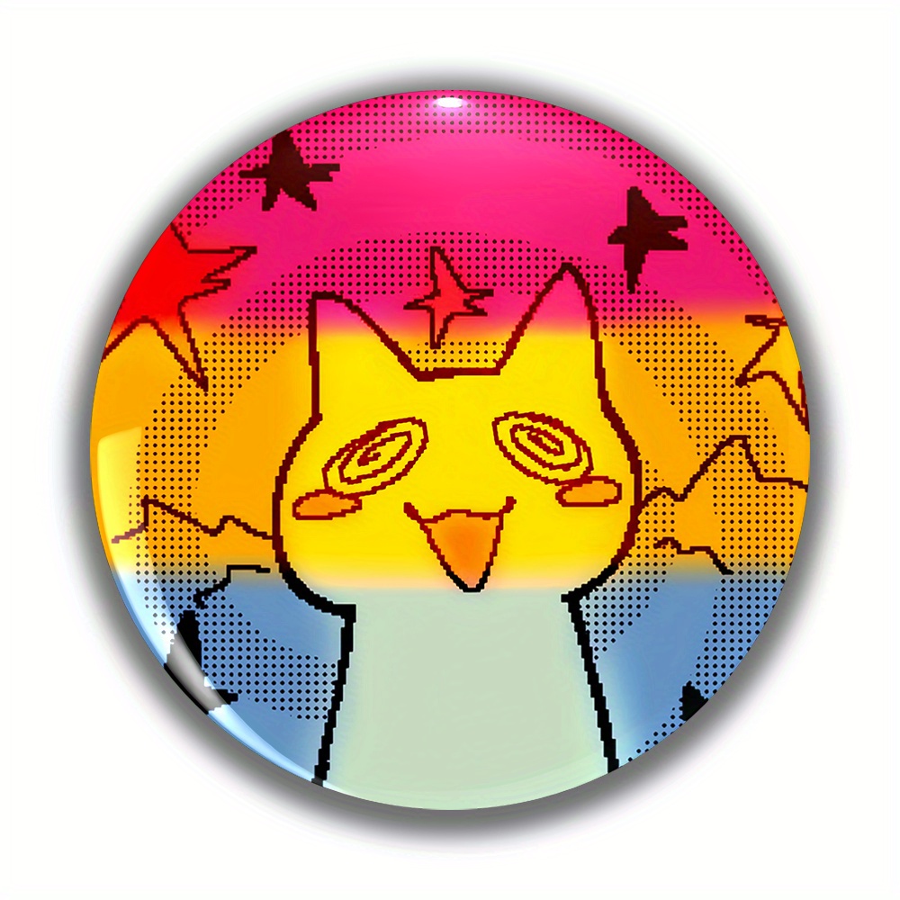 TEMU Men's Anime Cartoon Fashion Brooch - Unisex Circular Badge/pin - Suitable For Delicate Additions Such As Clothing, Hats, And Backpacks - A Fun