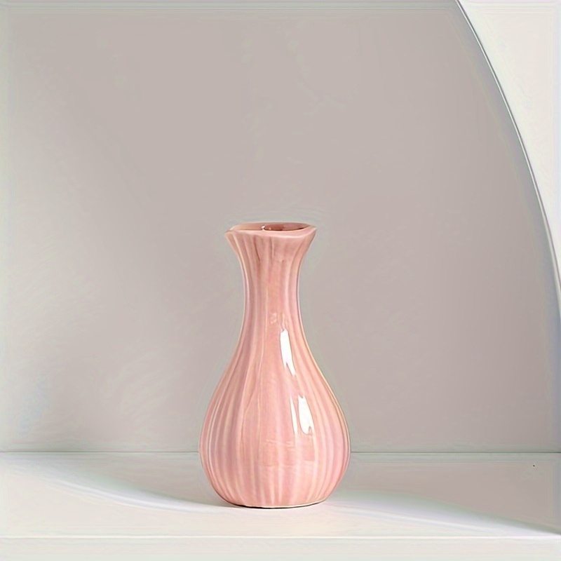 TEMU 1pc Minimalist Ceramic Small Vase - Nordic Style Flower Pot Ornament, Living Room Floral Display, Modern Home Decor Art
