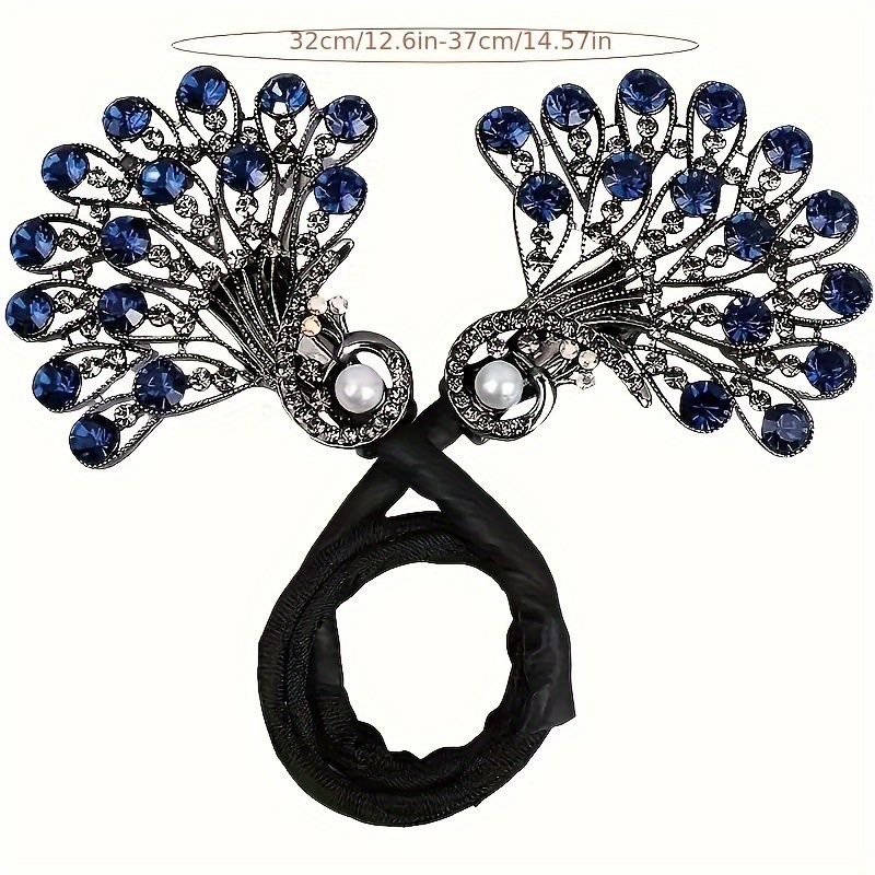 2pcs elegant peacock hairpin set diy french updo clip   accented alloy battery free stylish womens hairstyle accessory for parties weddings or daily use updo hair decor intricate design     hair accessories Product details 4