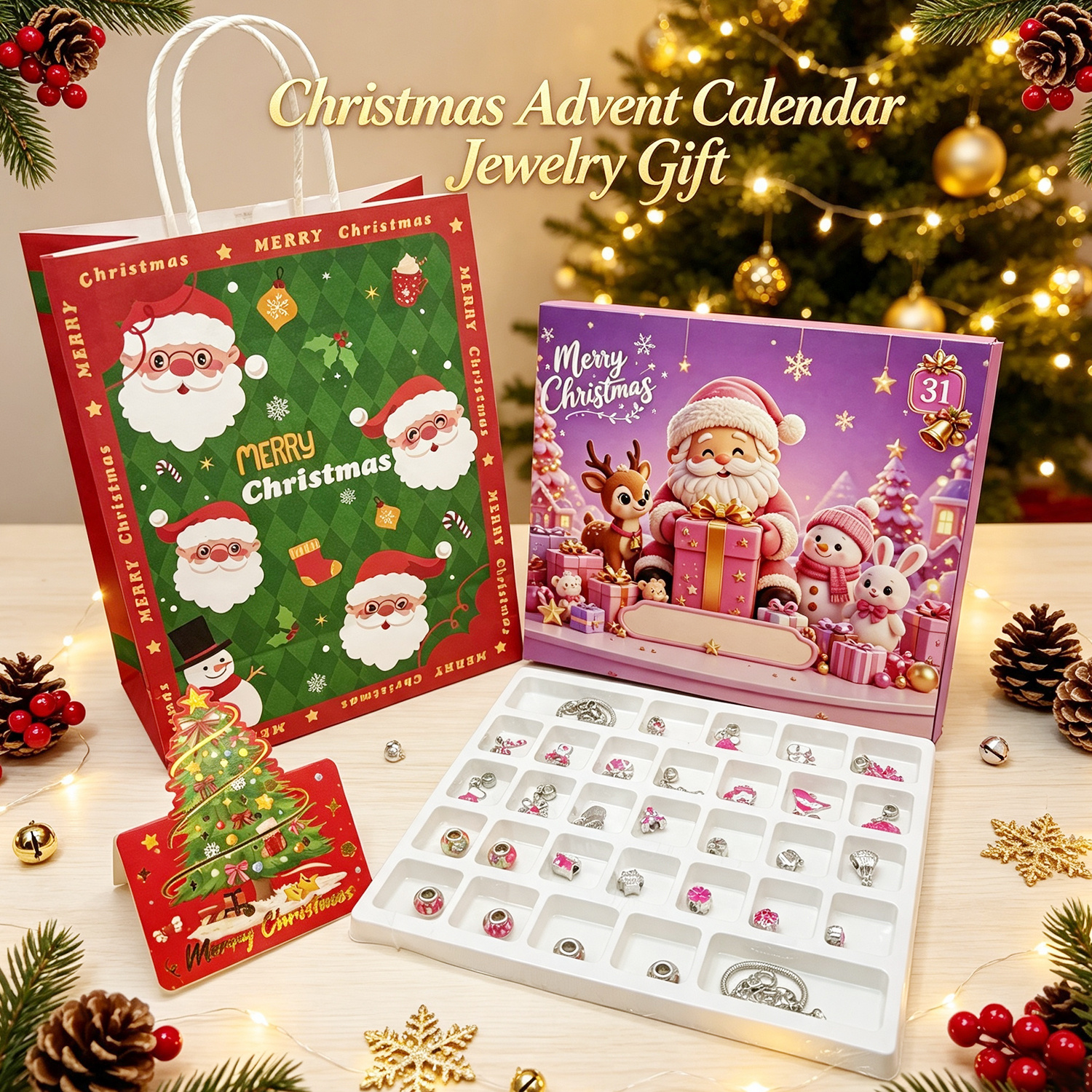 2026 Christmas Advent Calendar Gift with 31 Compartments