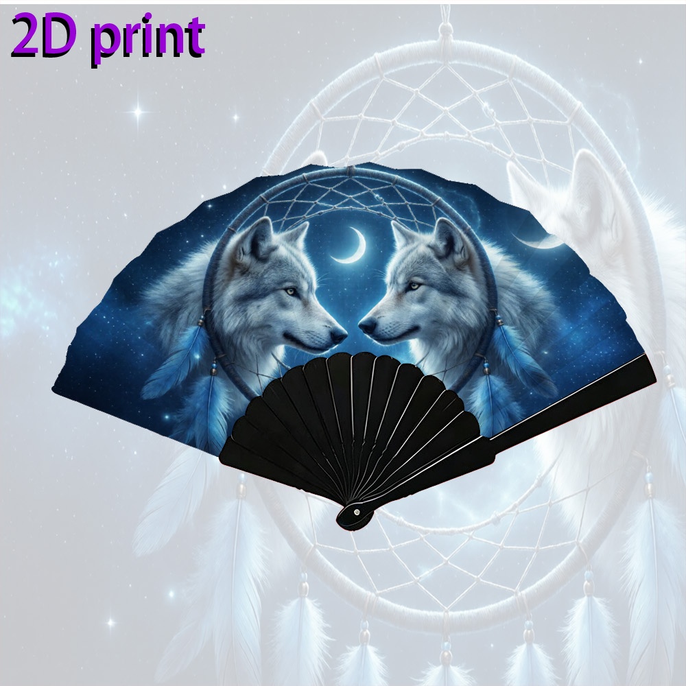 TEMU Éventail pliant à main 2D plat, 1 pièce, 7 pouces, pour homme et femme, avec attrape- 2D mystiques, portable et rafraîchissant, convient pour un