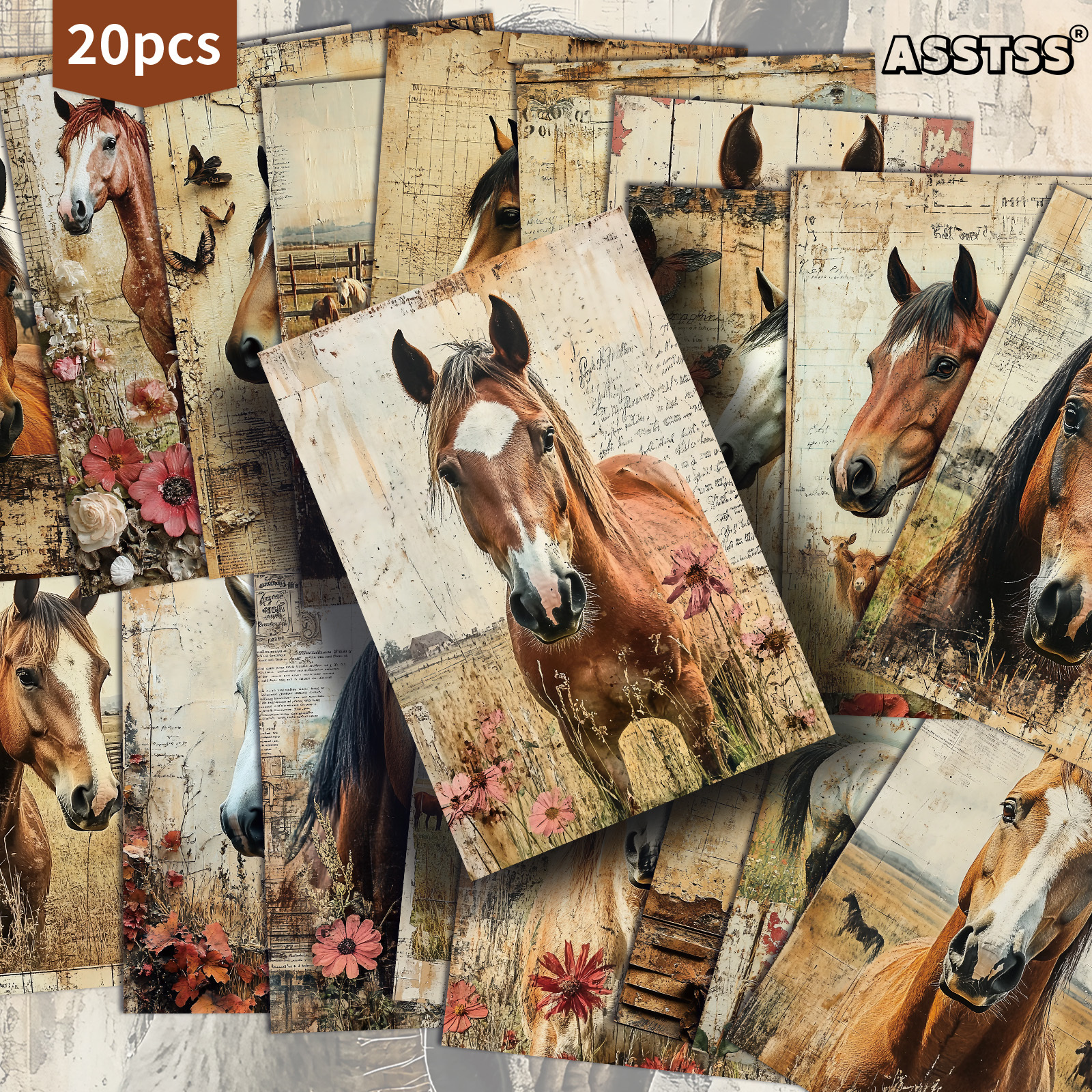TEMU Lot de 20 cartes postales ASSTSS Vintage - 4X12 pouces, fournitures de journal rétro, illustrations , cartes de peinture décoratives pour le