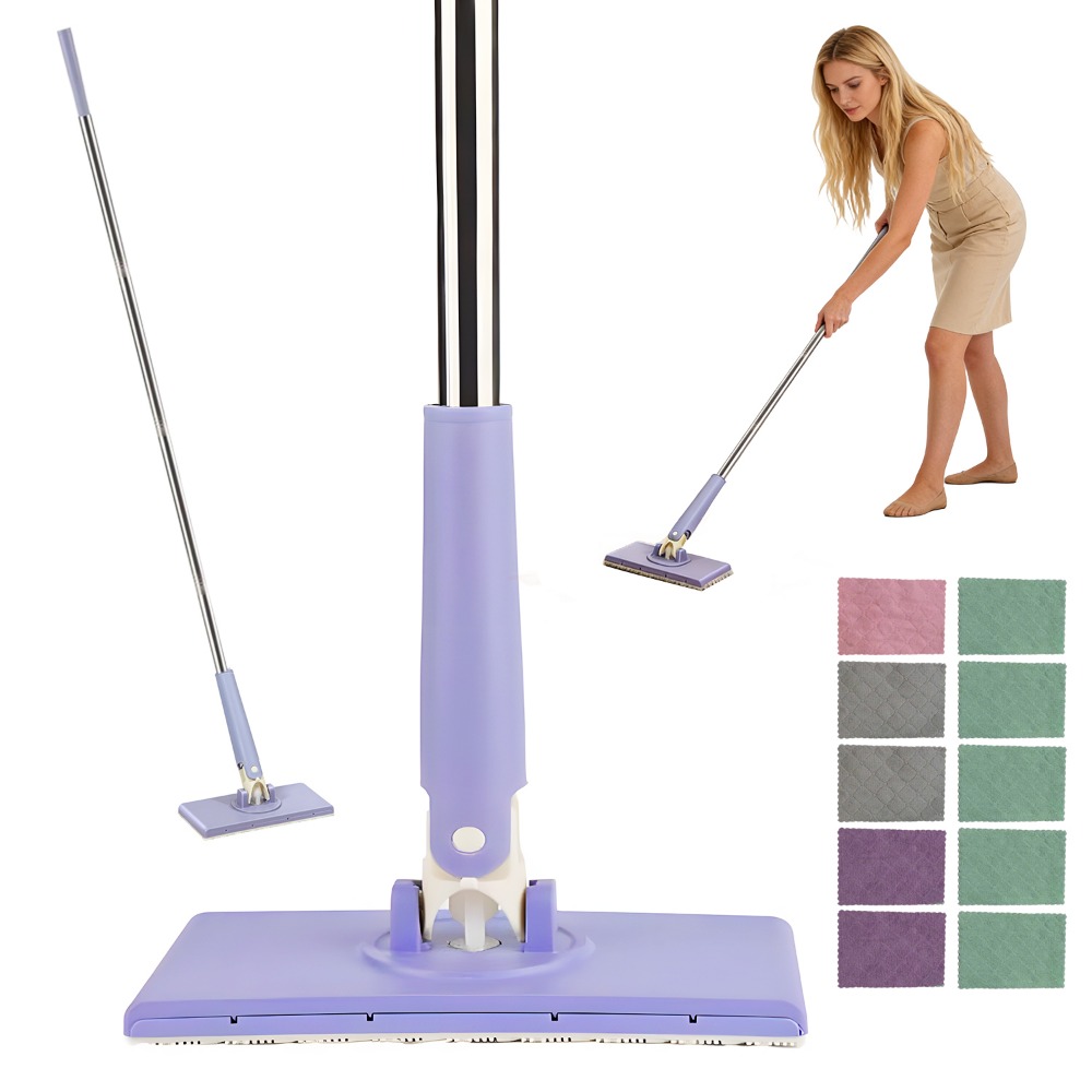 Image of 360° Rotating Mop Head, With 10 Replacement Cleaning Cloths, Suitable For Cleaning Floors, Walls, Mirrors, Glass, And Other Household Items.