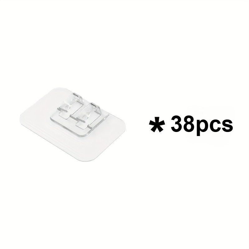 E-shop 38 Transparente Plastik-Selbstklebehaken – Wetterfest UV-beständig, Kein Bohren erforderlich, Ideal für Outdoor/Indoor-Dekoration,