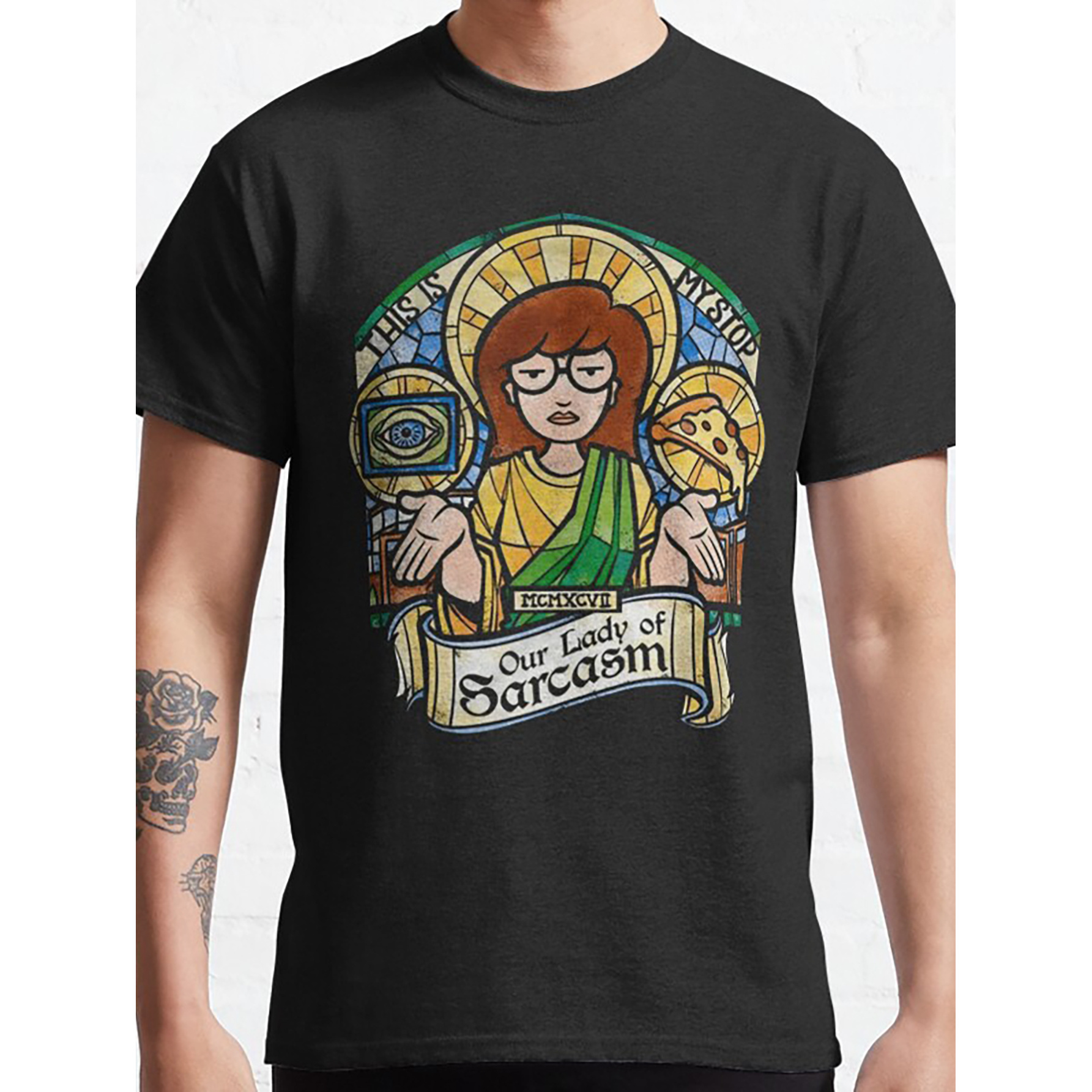 

1pc Daria Our Of Sarcasm Graphic Tee, 100% Round T-, Fit , Printed For Adults, All -