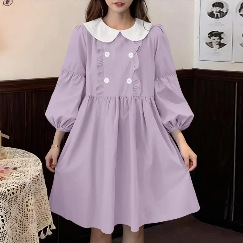 purple dress with white collar MARMALADE 1970s Style Lavender Dress with White Collar Marmalade-shop
