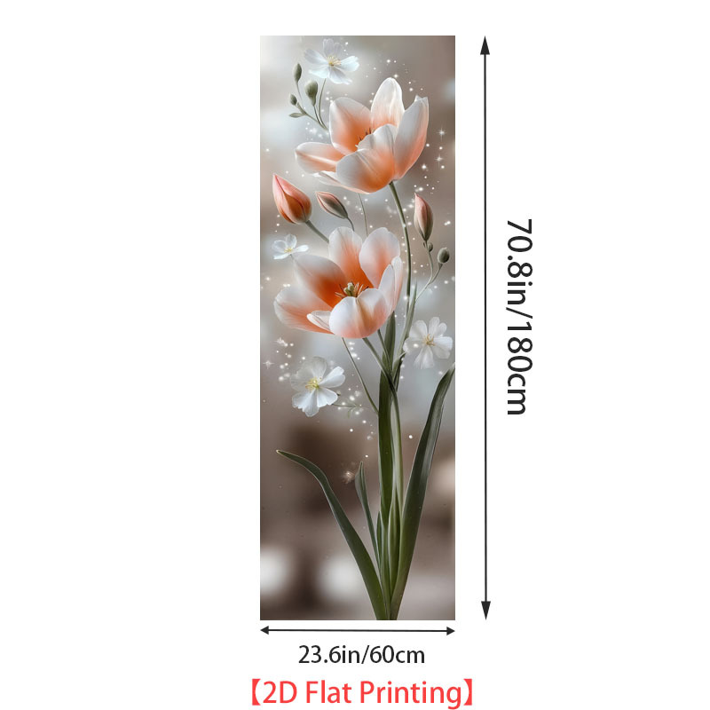 1pc Self-adhesive Wallpaper Sticker Compatible For Cabinets & Fridges - Elegant Tulip Design With Glossy, Removable Decal Suitable For Modern Kitchen Doors, Installation, No Removal, 2d Flat