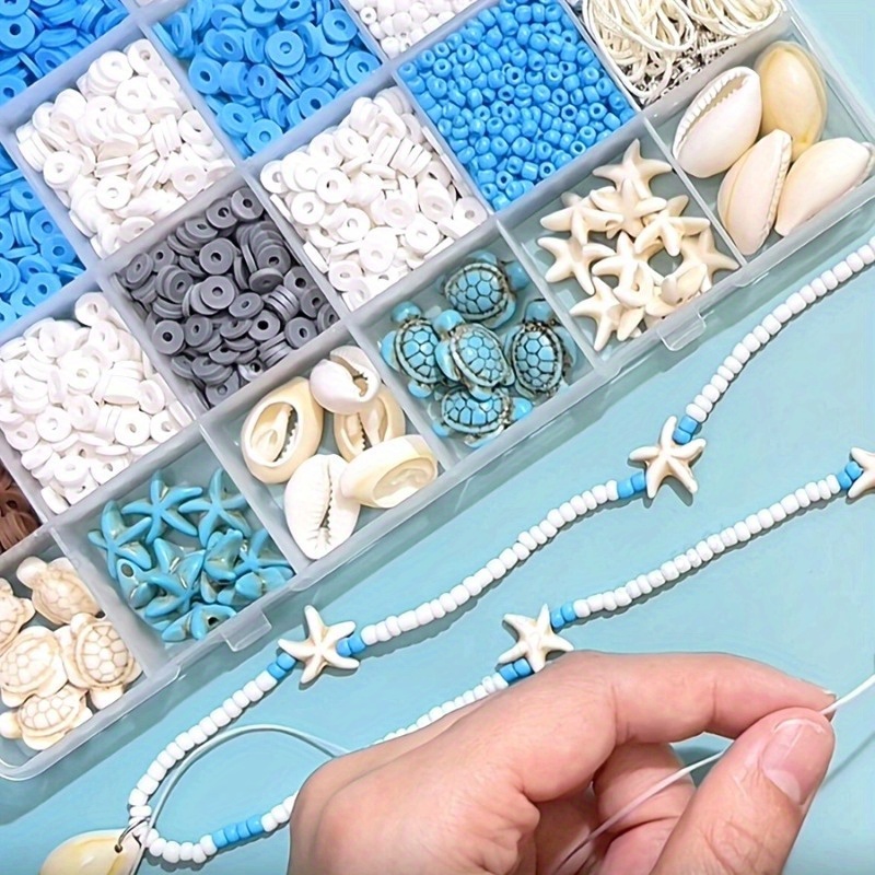 3200pcs ocean vacation jewelry making kit with sea turtle   charms natural stones polymer clay beads for diy beach themed bracelets necklaces all inclusive craft set for adults for all skill levels