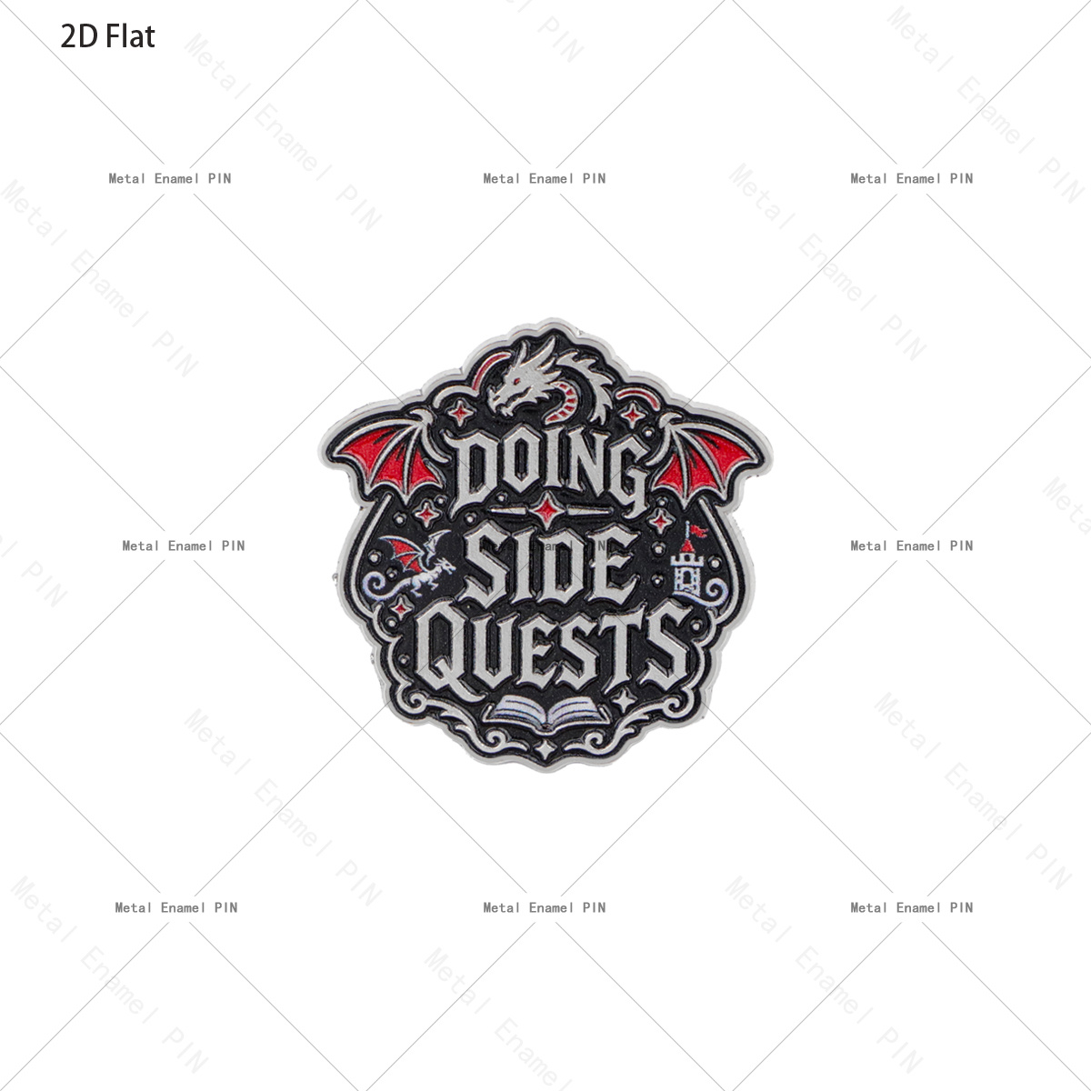 TEMU Broche 2D Plate "FAIRE DES QUÊTES LATÉRALES" Amusante Épingles à Revers et Broches Émaillées pour Sacs à Dos, Sacs, Décoration Cool pour Sac à