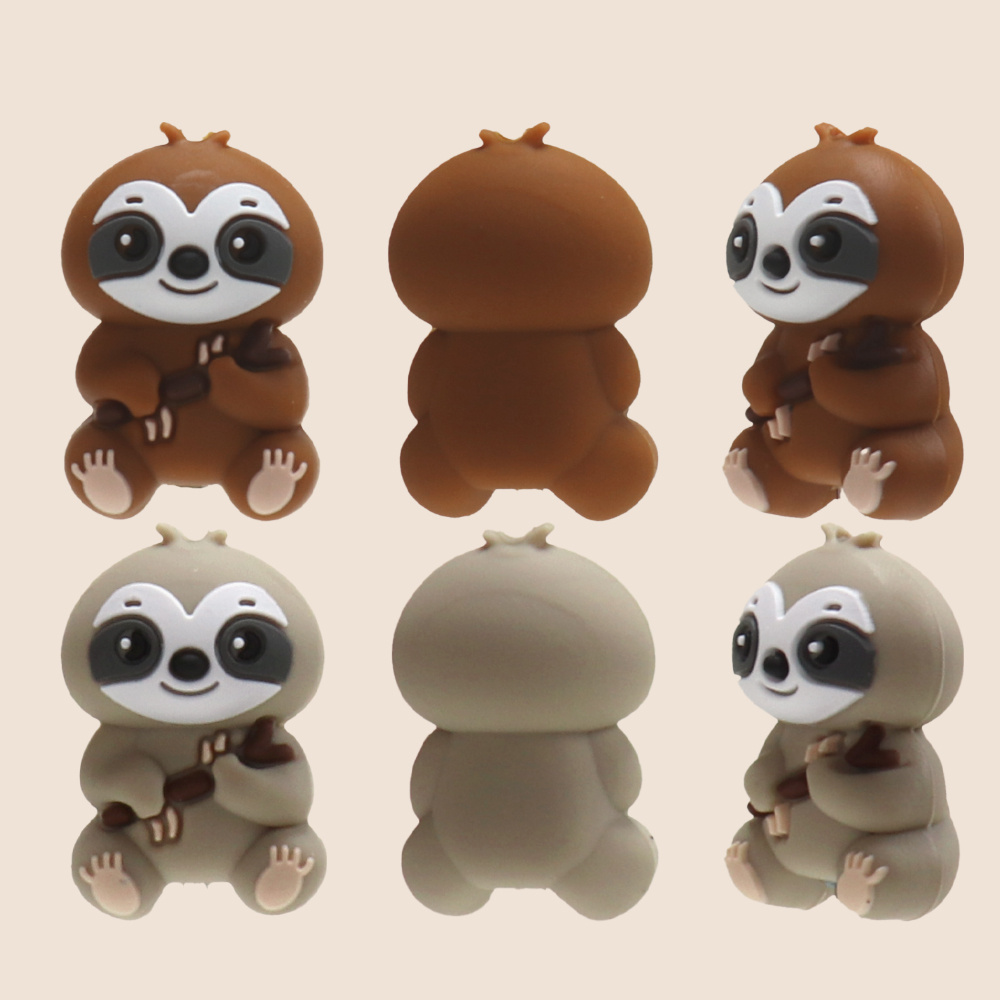 6pcs Sloth Shaped Silicone Beads Bulk For Bracelet Making Jewelry Bag Chains Phone Lanyard Craft Charms