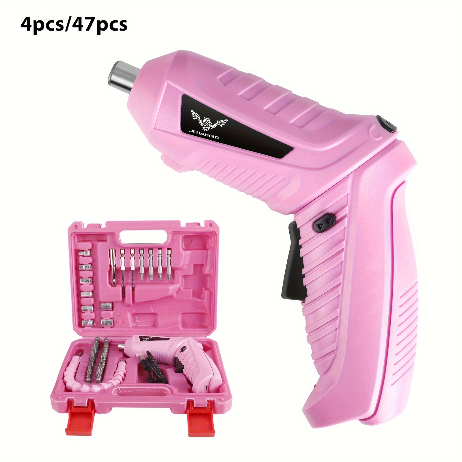 

Jenabom 3.6v Pink Electric Screwdriver 1pc/47pcs Battery Rechargeable Wireless Screwdriver Power Impact Wireless Screwdriver Drill A Hole In The Electric Screwdriver