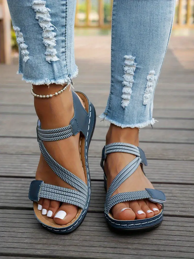magimobo womens summer sandals casual open toe wedge heel thick cushioned pu sole adjustable ankle strap hook and loop closure breathable synthetic cover for beach casual casual attire crisscross strap design durable footwear Product details 13