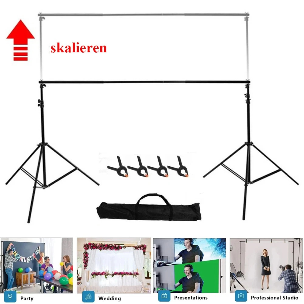 2 X Adjustable Photo Backdrop Stand, Telescopic Background Support Frame For Photography, Live Streaming, Studio Vlog