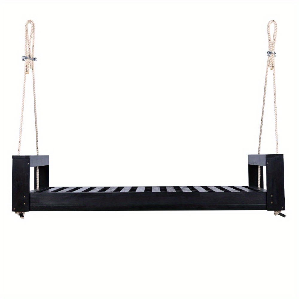 Garden seating. Swing chair. Double-sized porch swing bed seating set with hemp rope swing frame, suitable for gardens and backyards. Minimalist rustic style, ideal for courtyards and gardens. Mattress sold separately.