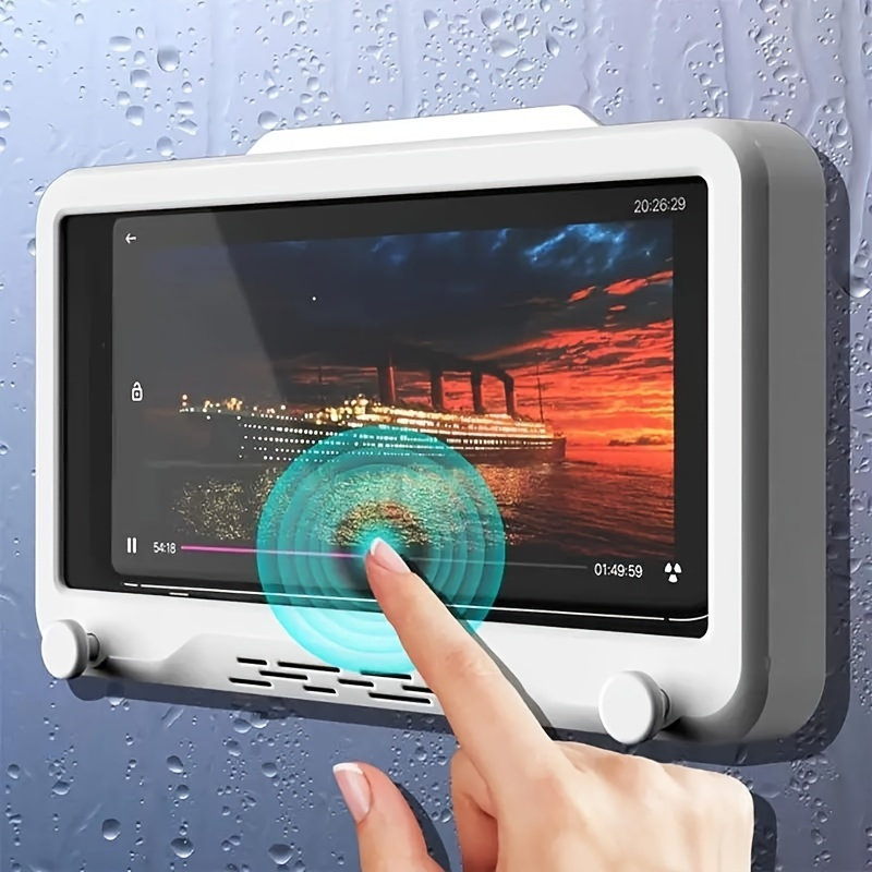 

Waterproof With Touch Screen - Abs Material Wall Mount Smartphone Case For Bathroom, Mirror, Bathtub, Kitchen - Universal Wall Mounted Phone Holder Fits Phones Under 17.27 Cm