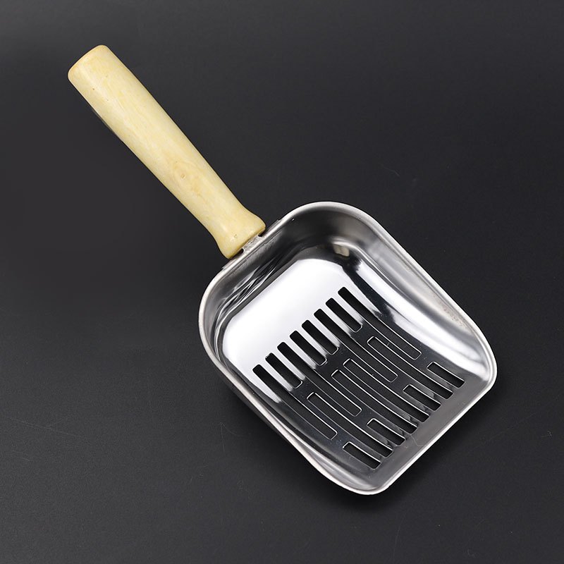 Stainless Steel Cat Litter Spatula With Wooden Handle