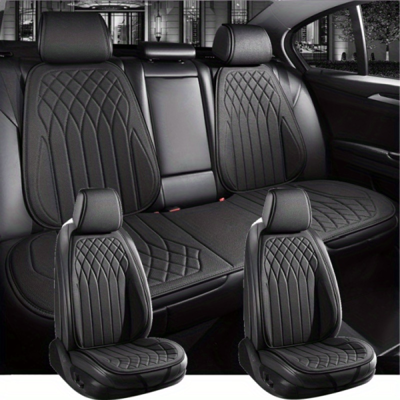 Housse De Siège Auto Universelle 5 Pièces - Similicuir Imperméable - Pour Jeep Cherokee, Compass, Grand Cherokee, Renegade, Wrangler - 4