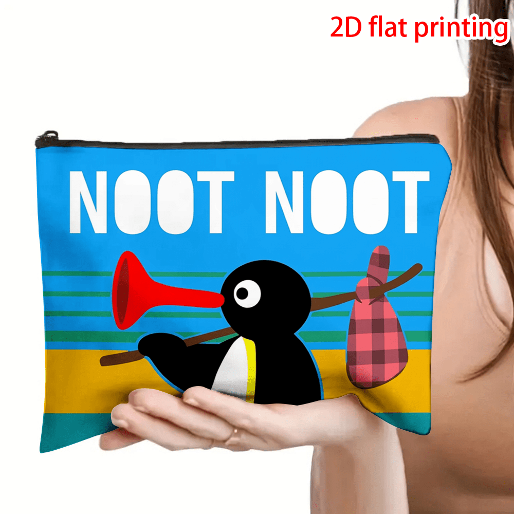 TEMU 1pc Noot Noot Penguin Cosmetic Bag Suitable For Daily Use & Travel, Portable Zipper Closure With Noot Noot Penguin Design, & Penguin Print For,
