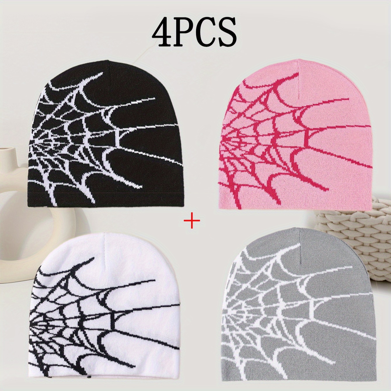 TEMU 4pcs Y2k Knitted Beanie - Classic 