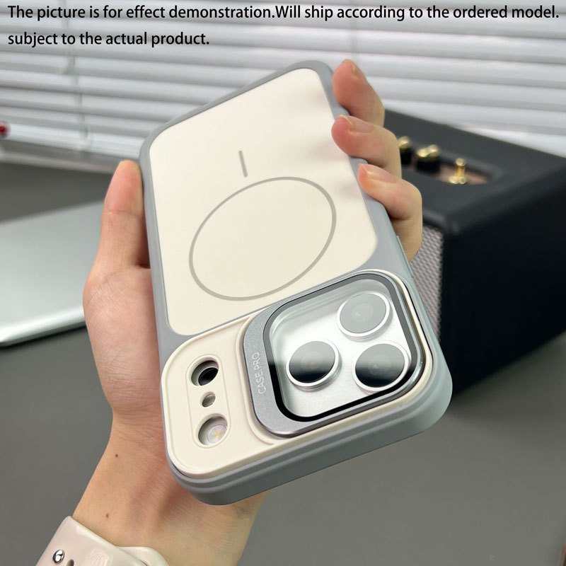 TEMU Phone Case: Magnetic Phone Case With Lens Stand For Iphone 17 16 Pro Max 15 14 13, Shockproof Hard Back Fashion Protective Cover