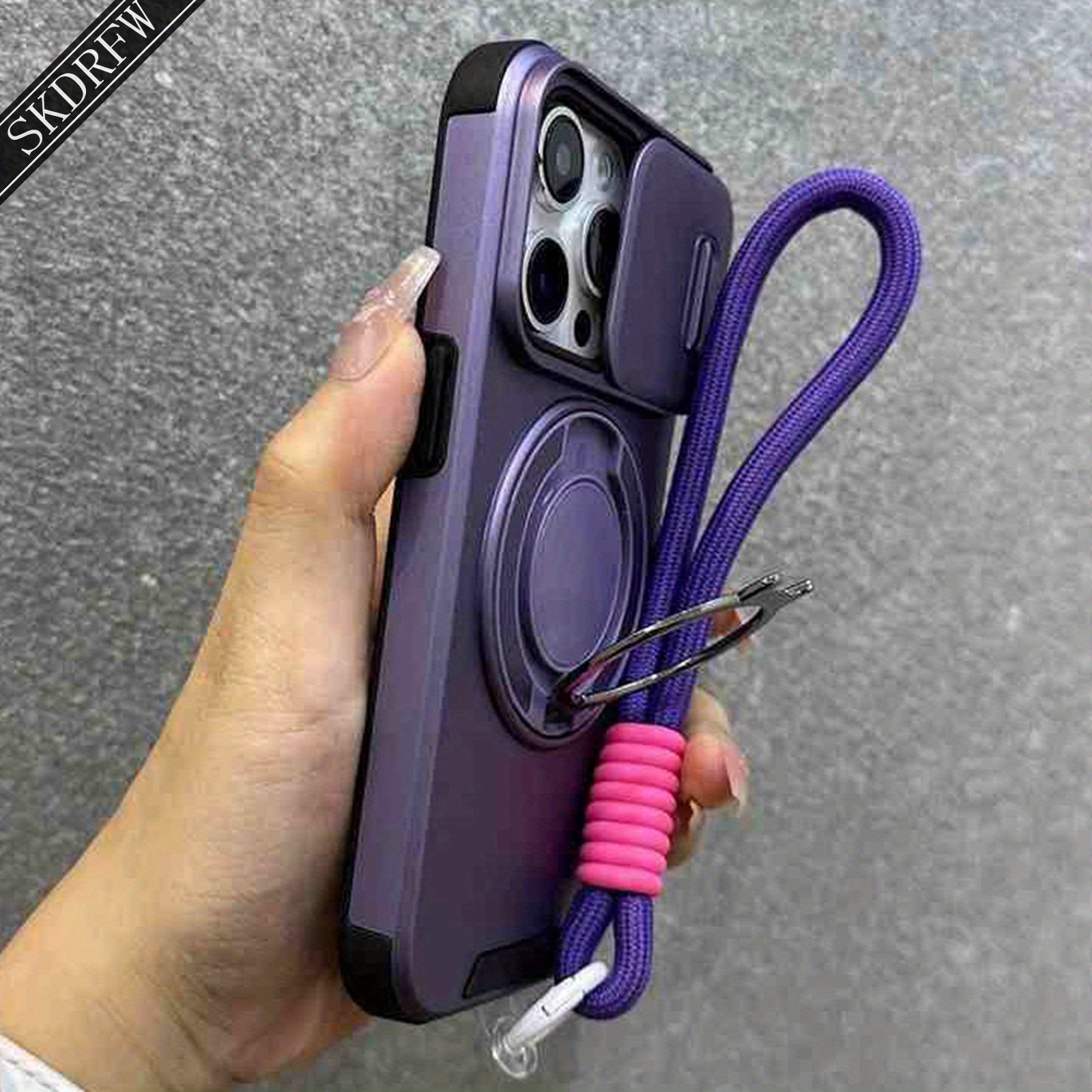 TEMU Phone Case: Trendy Brand Premium Minimalist 360Â° Rotating -one Stand Window Sliding Handle Strap Influencer Phone Case For Iphone 18/18 Pro/18