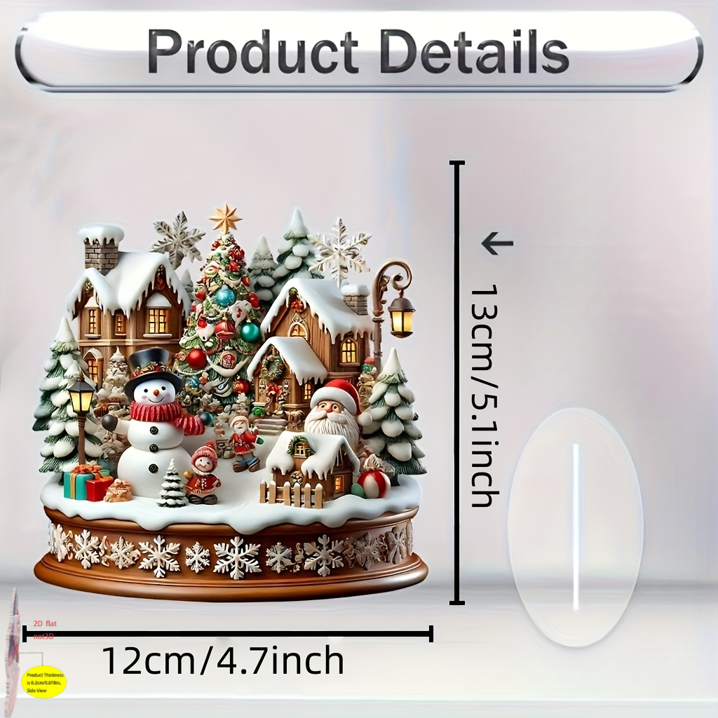 TEMU 2D Plat, Sneeuwdorp Wandmontabele Acryl Decoratie - Hedendaags Geschikt voor Alle Seizoenen Nachtkastje Hangornament, Onregelmatig Frameloos