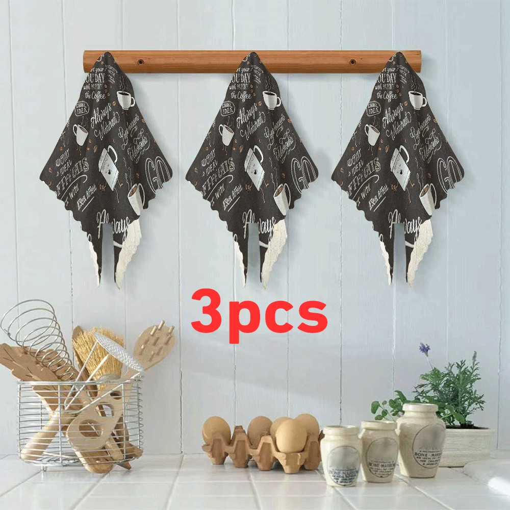 TEMU 3pcs/6pcs Reusable Coffee-themed Dish Towels Suitable For Home & Restaurant, Thickened Microfiber & Coral Cleaning Cloths, Soft Absorbent With