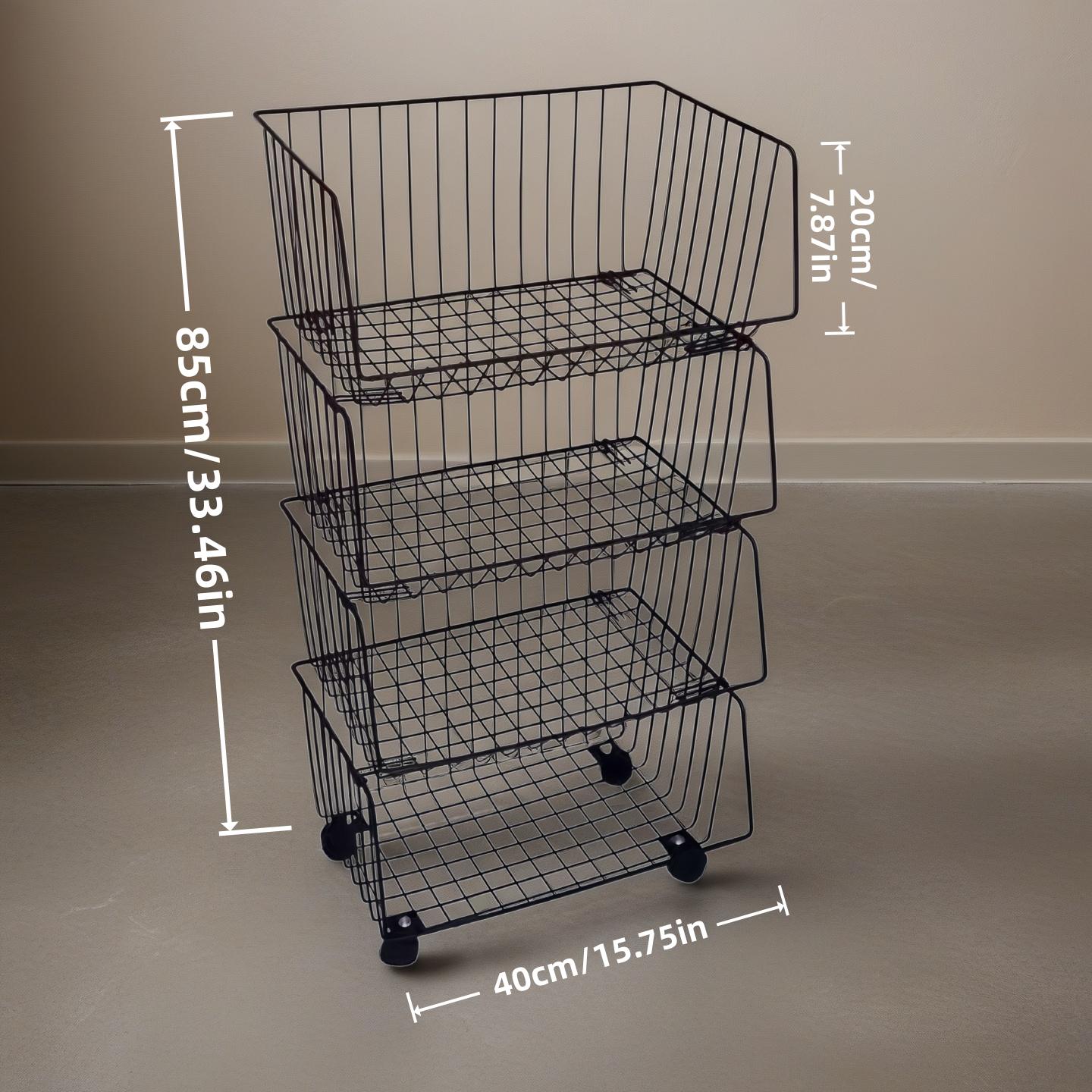 Multi-Layer Iron Storage Cart with Wheels, Mobile Organizer Rack